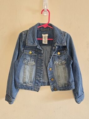 Max Studio Denim Jacket Kids Size Small 5/6 Blue Cotton Trucker Cropped Classic
